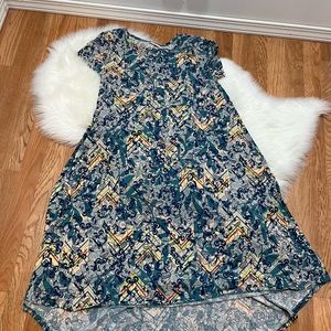 LuLaRoe Dress Size S Mickey Mouse Rainbows Hi Low Hemline